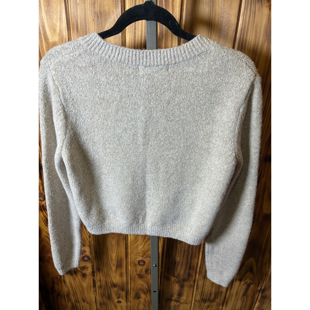 Cotton Emporium Womens Small Oatmeal Beige Knit Button Front Cardigan Sweater - Picture 2 of 3